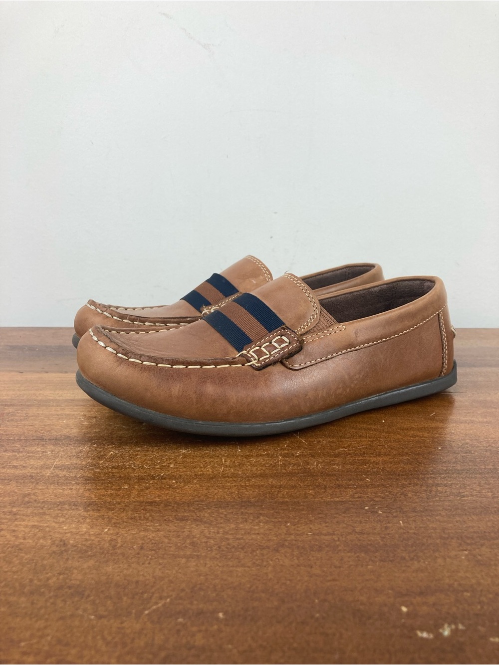 Florsheim Jasper Strap JR Brown Leather Loafers Dress Shoes 16680 Kids 4M.